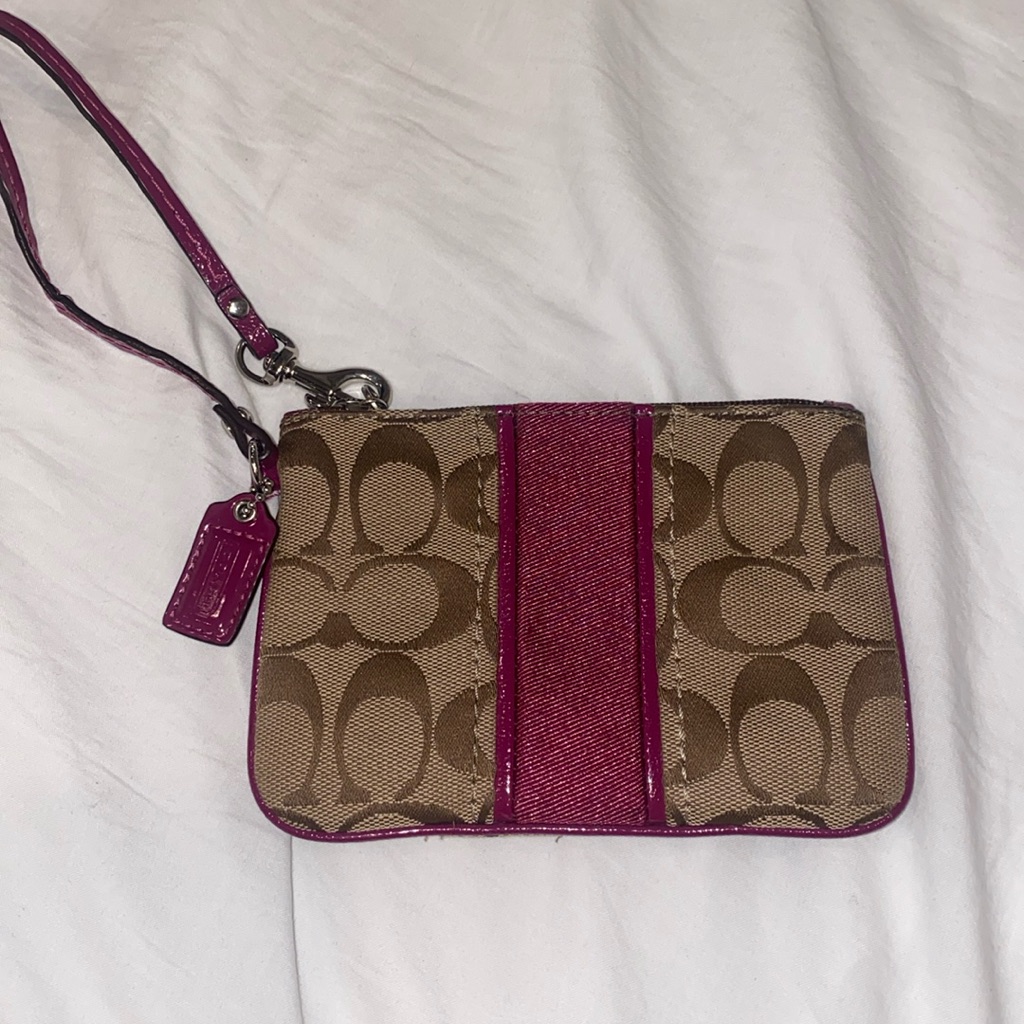 Coach Monogram C Wristlet - Magenta & Brown - Wallet